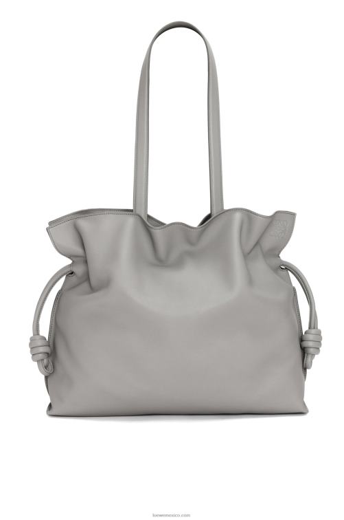 Perla gris bolso de mano flamenco grande de piel de becerro napa Loewe R8J8Z189 mujer