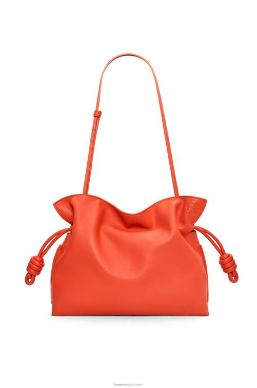 amanecer naranja bolso de mano flamenco de piel de becerro napa Loewe R8J8Z356 mujer