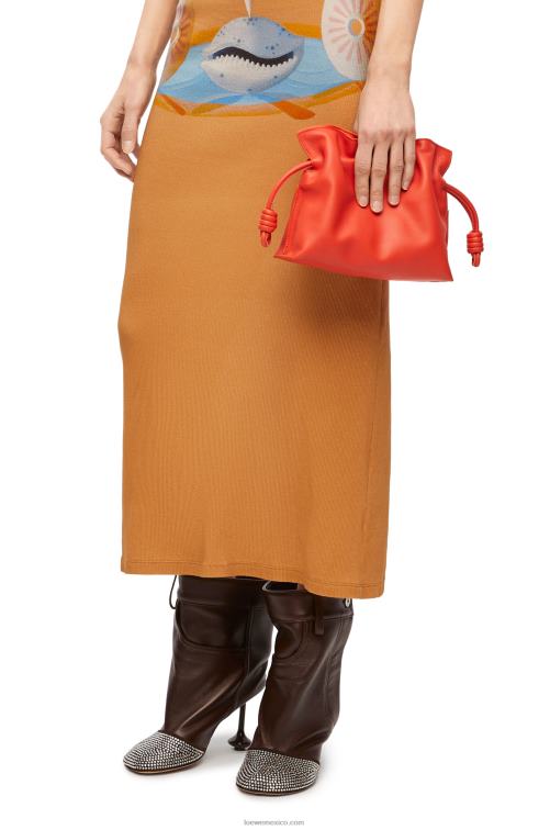amanecer naranja bolso de mano mini flamenco de piel de becerro napa Loewe R8J8Z320 mujer