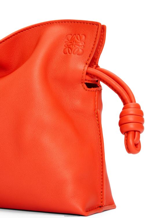 amanecer naranja bolso de mano mini flamenco de piel de becerro napa Loewe R8J8Z320 mujer