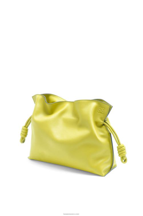 amarillo lima bolso de mano flamenco de piel de becerro napa Loewe R8J8Z608 mujer