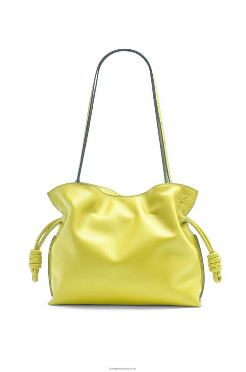 amarillo lima bolso de mano flamenco de piel de becerro napa Loewe R8J8Z608 mujer