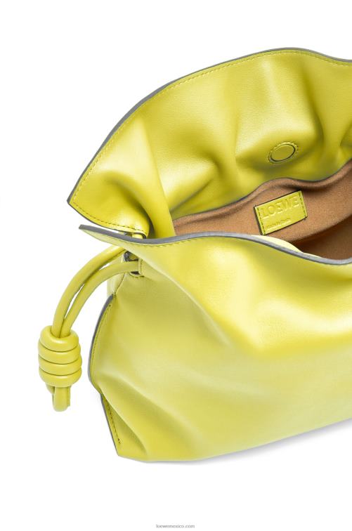 amarillo lima bolso de mano flamenco de piel de becerro napa Loewe R8J8Z608 mujer