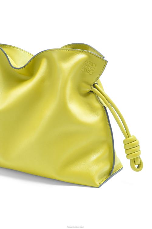 amarillo lima bolso de mano flamenco de piel de becerro napa Loewe R8J8Z608 mujer
