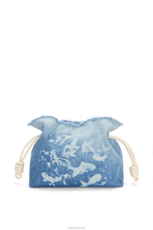 azul claro/marfil clutch flamenco en denim Loewe R8J8Z534 mujer