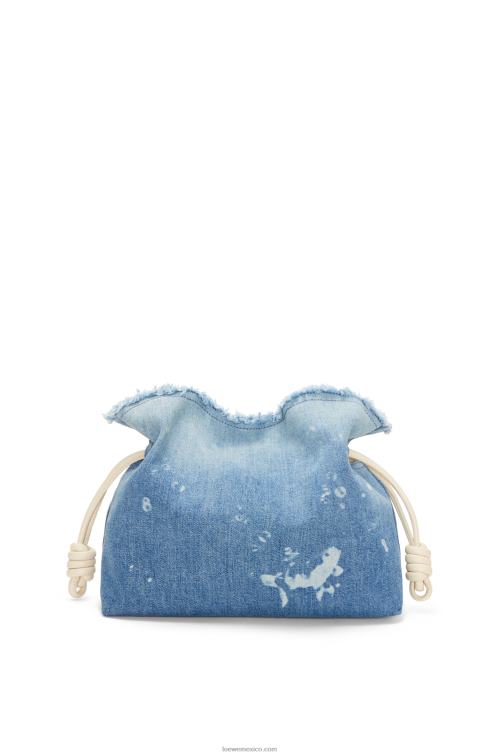 azul claro/marfil clutch flamenco en denim Loewe R8J8Z534 mujer