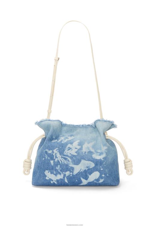 azul claro/marfil clutch flamenco en denim Loewe R8J8Z534 mujer