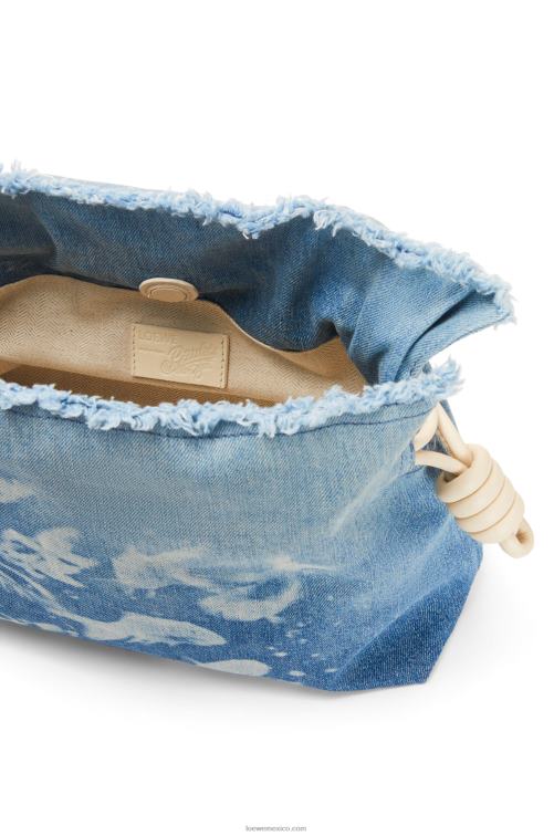 azul claro/marfil clutch flamenco en denim Loewe R8J8Z534 mujer