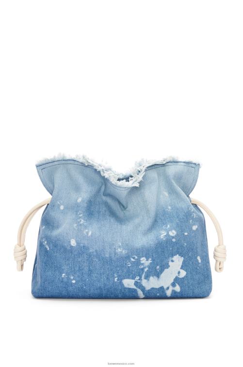 azul claro/marfil clutch flamenco grande en denim Loewe R8J8Z391 mujer