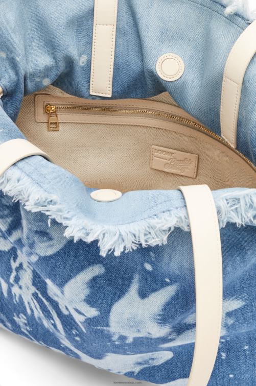 azul claro/marfil clutch flamenco grande en denim Loewe R8J8Z391 mujer
