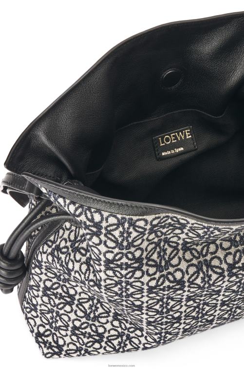 azul marino/negro bolso de mano flamenca en jacquard anagrama y piel de becerro Loewe R8J8Z543 mujer