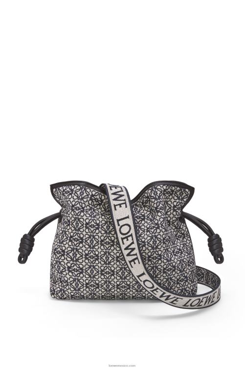 azul marino/negro bolso de mano flamenca en jacquard anagrama y piel de becerro Loewe R8J8Z543 mujer