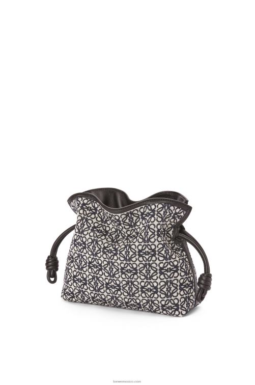 azul marino/negro mini clutch de flamenca en jacquard anagrama y piel bovina Loewe R8J8Z292 mujer