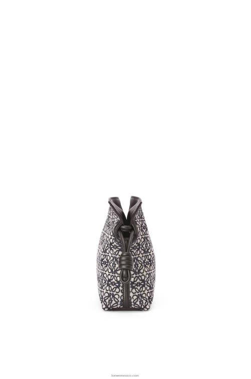 azul marino/negro mini clutch de flamenca en jacquard anagrama y piel bovina Loewe R8J8Z292 mujer