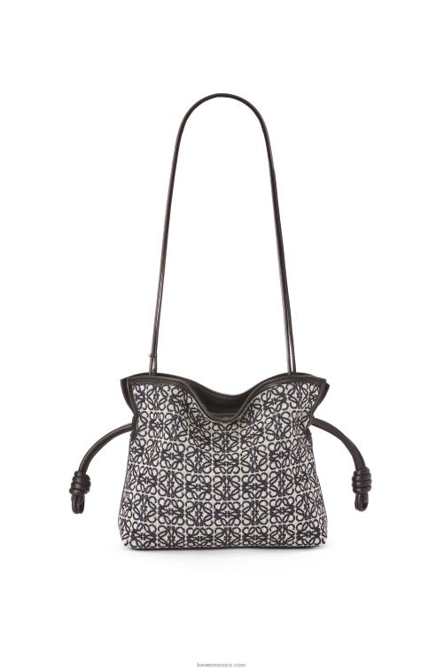 azul marino/negro mini clutch de flamenca en jacquard anagrama y piel bovina Loewe R8J8Z292 mujer