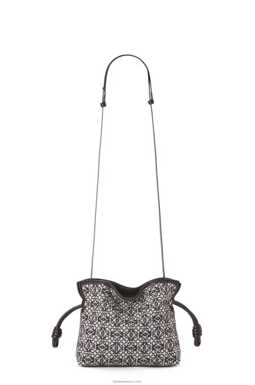 azul marino/negro mini clutch de flamenca en jacquard anagrama y piel bovina Loewe R8J8Z292 mujer