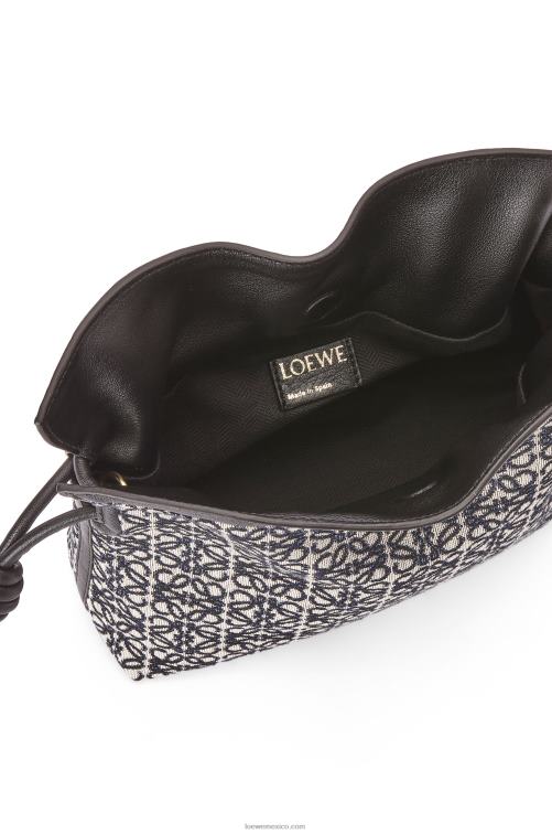 azul marino/negro mini clutch de flamenca en jacquard anagrama y piel bovina Loewe R8J8Z292 mujer