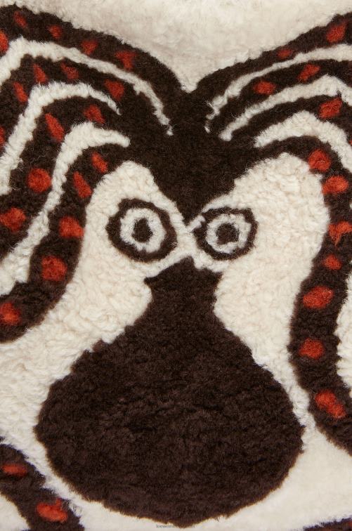 blanco suave/chocolate clutch de flamenca en borrego Loewe R8J8Z467 mujer