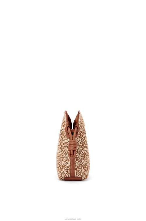 bronceado/pacana mini clutch de flamenca en jacquard anagrama y piel bovina Loewe R8J8Z310 mujer