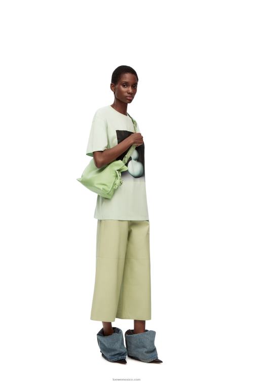 esmalte verde lima bolso de mano flamenco de piel de becerro napa Loewe R8J8Z532 mujer