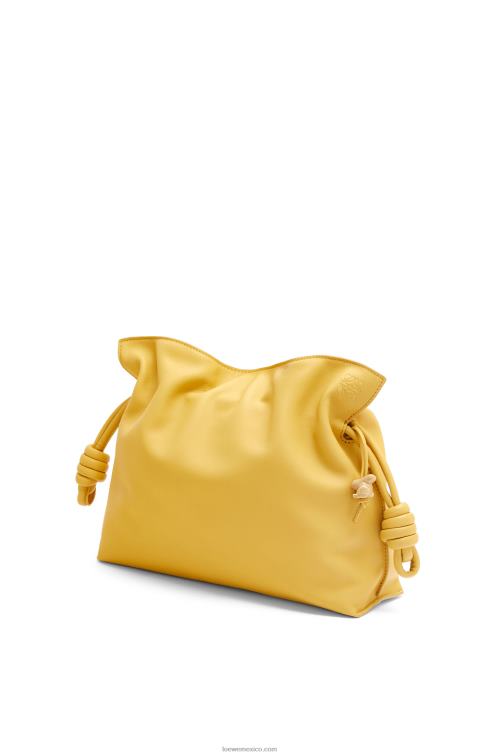 glaseado amarillo pálido bolso de mano flamenco de piel de becerro napa Loewe R8J8Z448 mujer