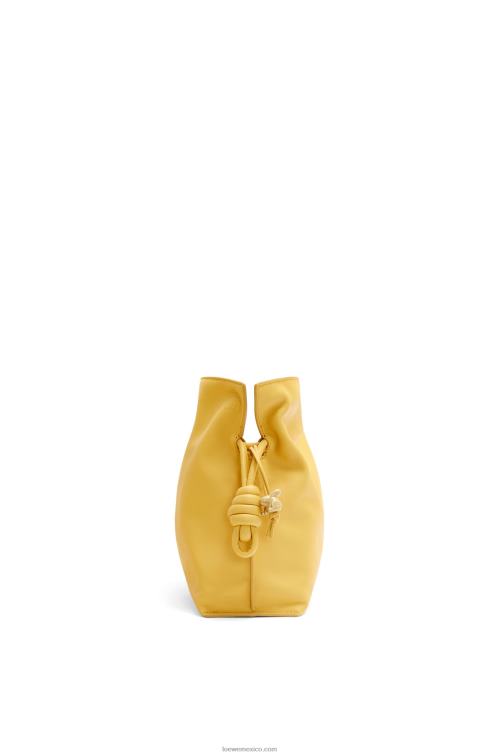 glaseado amarillo pálido bolso de mano flamenco de piel de becerro napa Loewe R8J8Z448 mujer