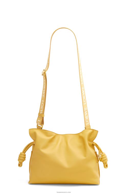 glaseado amarillo pálido bolso de mano flamenco de piel de becerro napa Loewe R8J8Z448 mujer