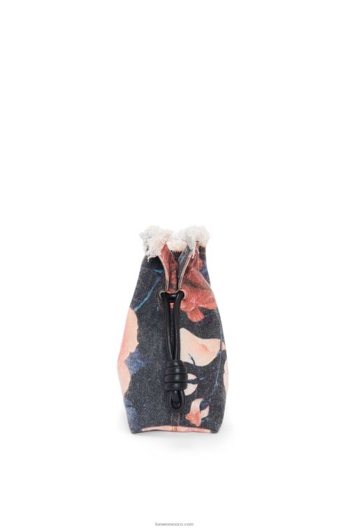 negro bolso de mano flamenco rosas en denim Loewe R8J8Z389 mujer