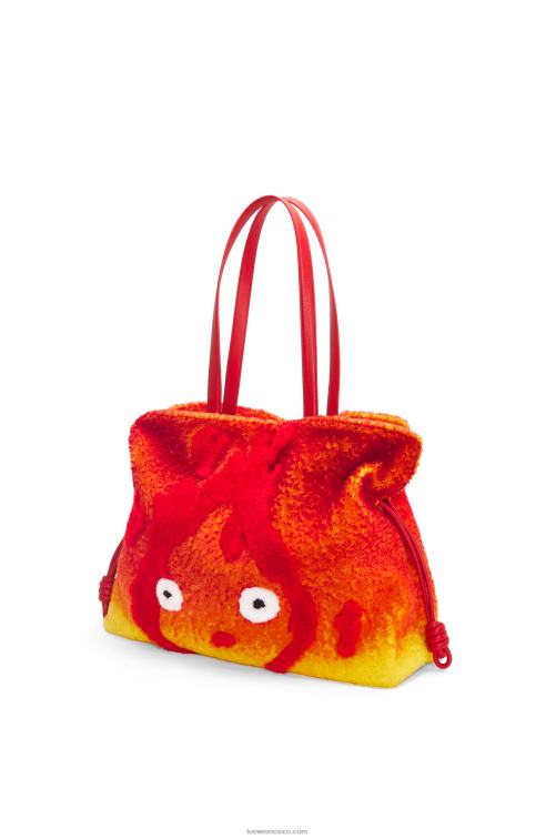 rojo Clutch calcifer xl flamenca en borrego Loewe R8J8Z444 mujer