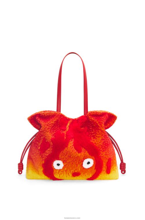 rojo Clutch calcifer xl flamenca en borrego Loewe R8J8Z444 mujer