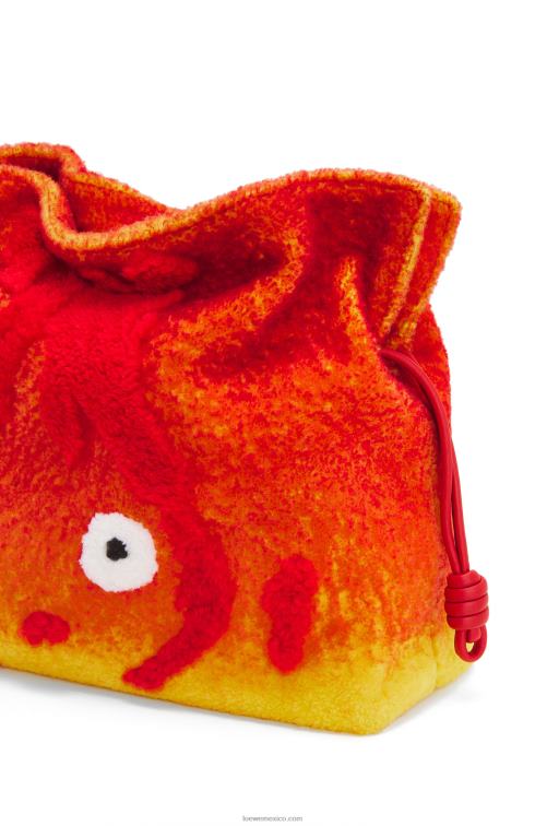 rojo Clutch calcifer xl flamenca en borrego Loewe R8J8Z444 mujer