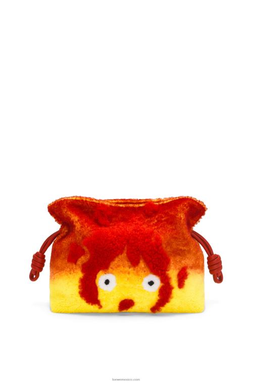 rojo clutch de flamenca calcifer en borrego Loewe R8J8Z443 mujer