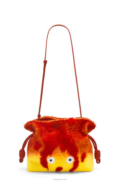 rojo clutch de flamenca calcifer en borrego Loewe R8J8Z443 mujer