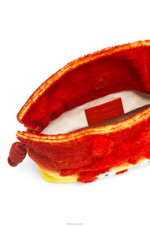 rojo clutch de flamenca calcifer en borrego Loewe R8J8Z443 mujer