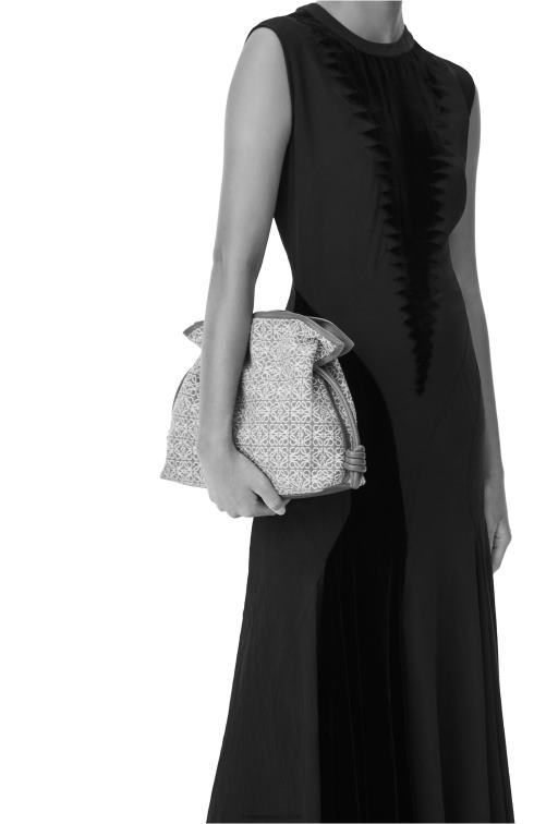 verde/verde aguacate bolso de mano flamenca en jacquard anagrama y piel de becerro Loewe R8J8Z607 mujer
