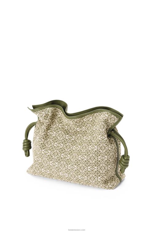 verde/verde aguacate bolso de mano flamenca en jacquard anagrama y piel de becerro Loewe R8J8Z607 mujer