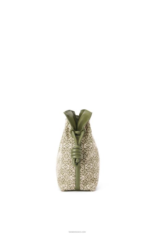 verde/verde aguacate bolso de mano flamenca en jacquard anagrama y piel de becerro Loewe R8J8Z607 mujer