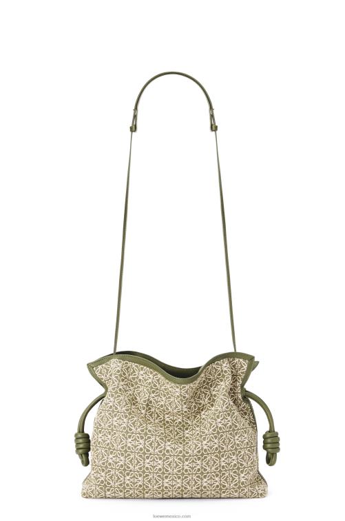 verde/verde aguacate bolso de mano flamenca en jacquard anagrama y piel de becerro Loewe R8J8Z607 mujer