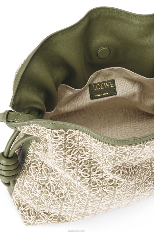 verde/verde aguacate bolso de mano flamenca en jacquard anagrama y piel de becerro Loewe R8J8Z607 mujer