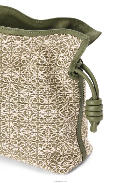 verde/verde aguacate bolso de mano flamenca en jacquard anagrama y piel de becerro Loewe R8J8Z607 mujer