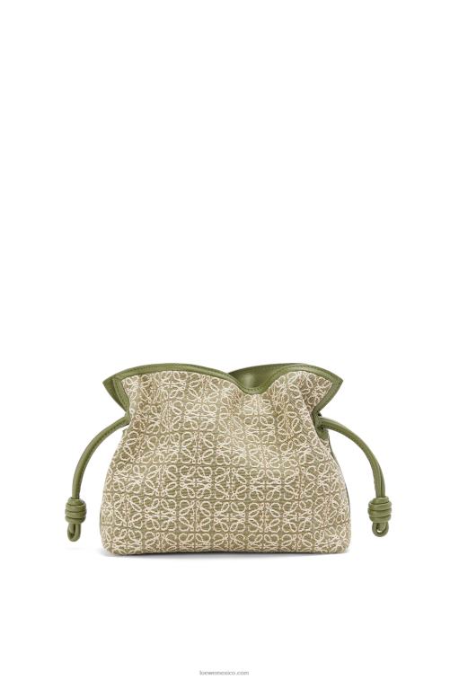 verde/verde aguacate mini clutch de flamenca en jacquard anagrama y piel bovina Loewe R8J8Z291 mujer