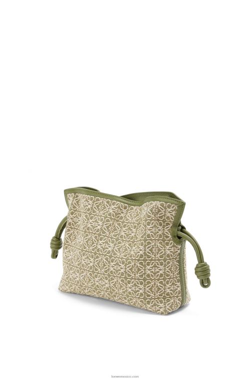 verde/verde aguacate mini clutch de flamenca en jacquard anagrama y piel bovina Loewe R8J8Z291 mujer