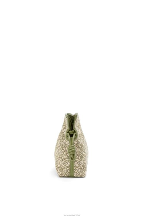 verde/verde aguacate mini clutch de flamenca en jacquard anagrama y piel bovina Loewe R8J8Z291 mujer