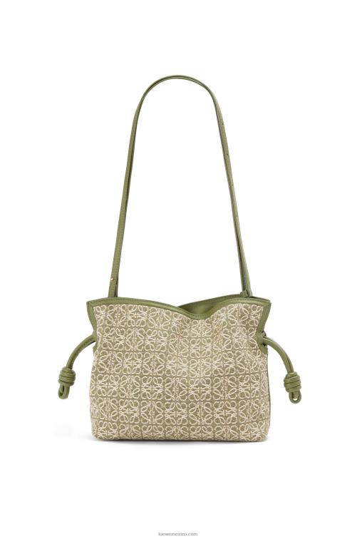 verde/verde aguacate mini clutch de flamenca en jacquard anagrama y piel bovina Loewe R8J8Z291 mujer