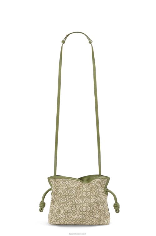 verde/verde aguacate mini clutch de flamenca en jacquard anagrama y piel bovina Loewe R8J8Z291 mujer