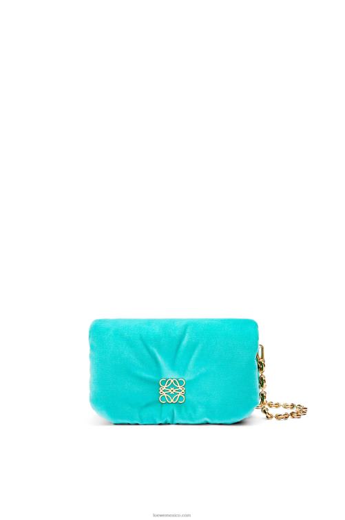 Azul caribeño bolso goya mini puffer de terciopelo Loewe R8J8Z248 mujer