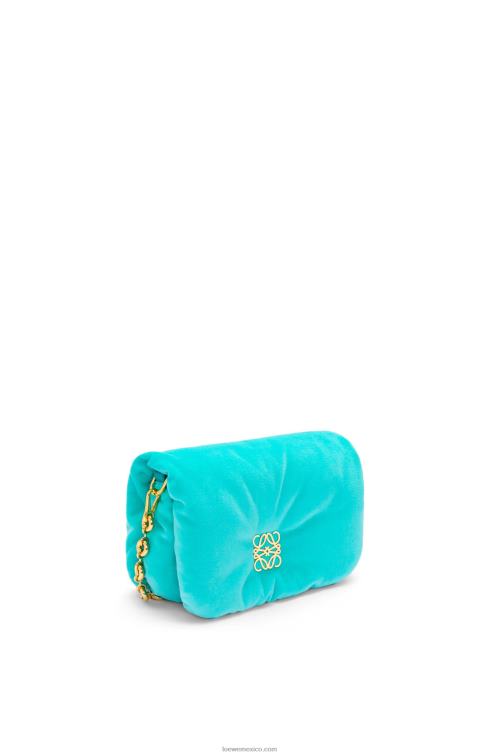 Azul caribeño bolso goya mini puffer de terciopelo Loewe R8J8Z248 mujer