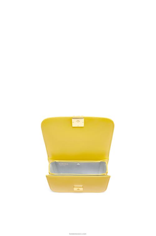 amarillo bolso goya pequeño en piel de becerro de seda Loewe R8J8Z304 mujer