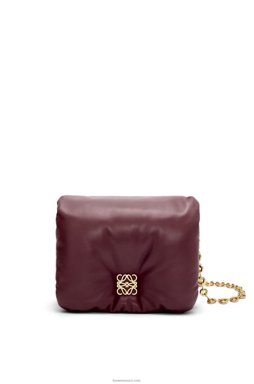 borgoña bolso puffer goya de napa de cordero brillante Loewe R8J8Z416 mujer