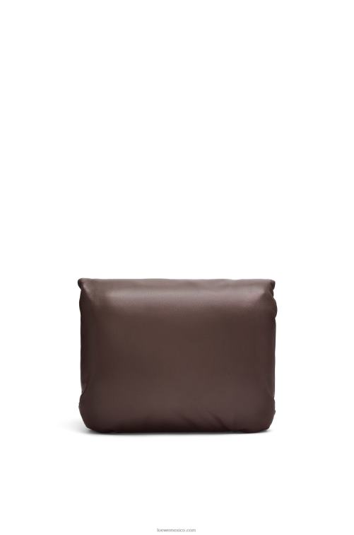 chocolate negro bolso puffer goya de napa de cordero brillante Loewe R8J8Z383 mujer
